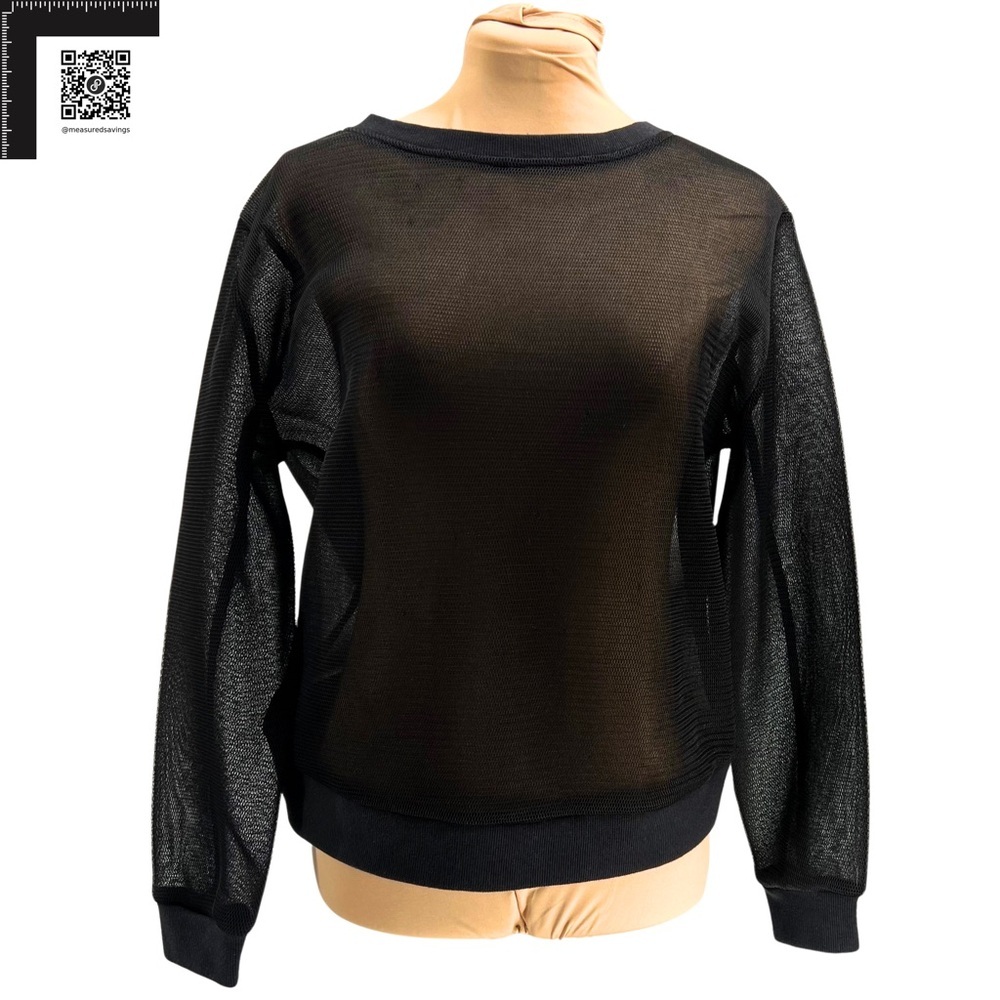 Large - EUC - Lucy - Black Mesh Long Sleeve Sweater